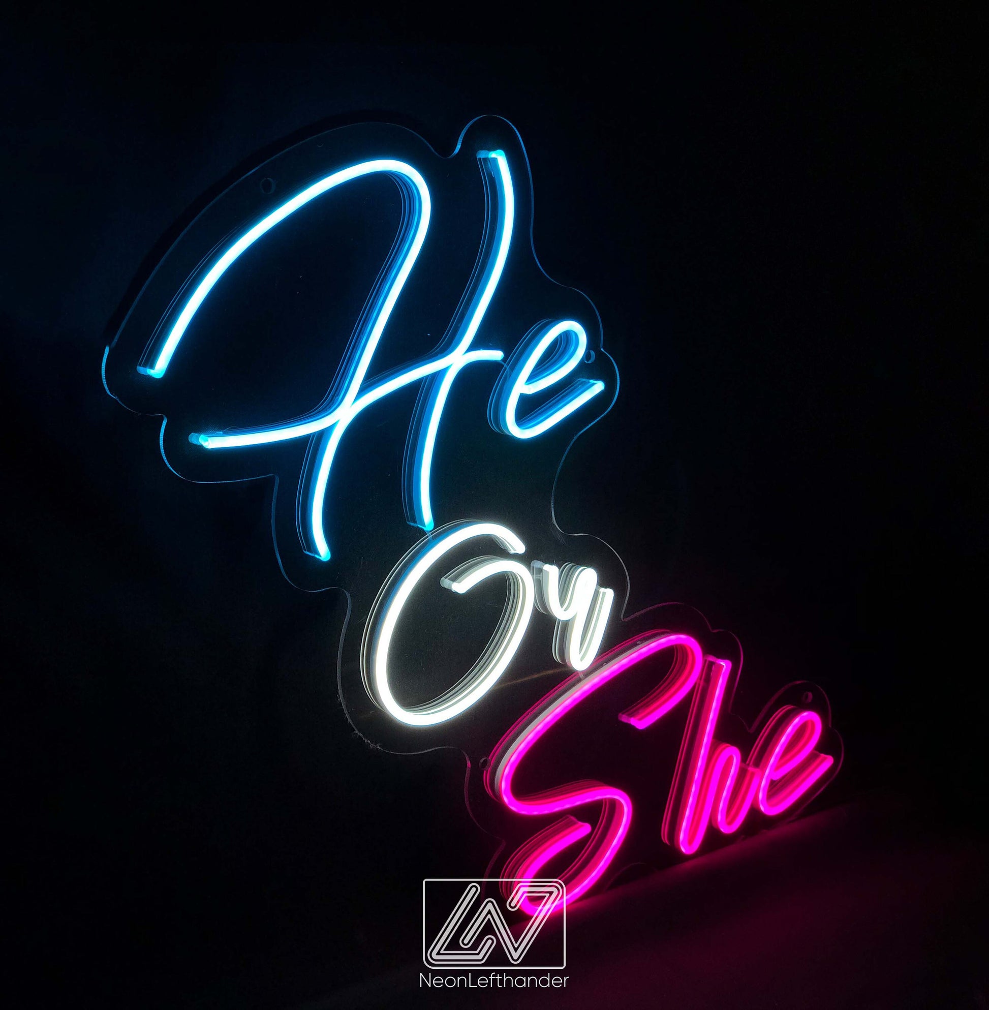 He or She - LED Neon Sign, Gender Party, Gender Reveal Party Neon Sign, Birthday Backdrop Sign, Event Decor, Backdrop Decorations