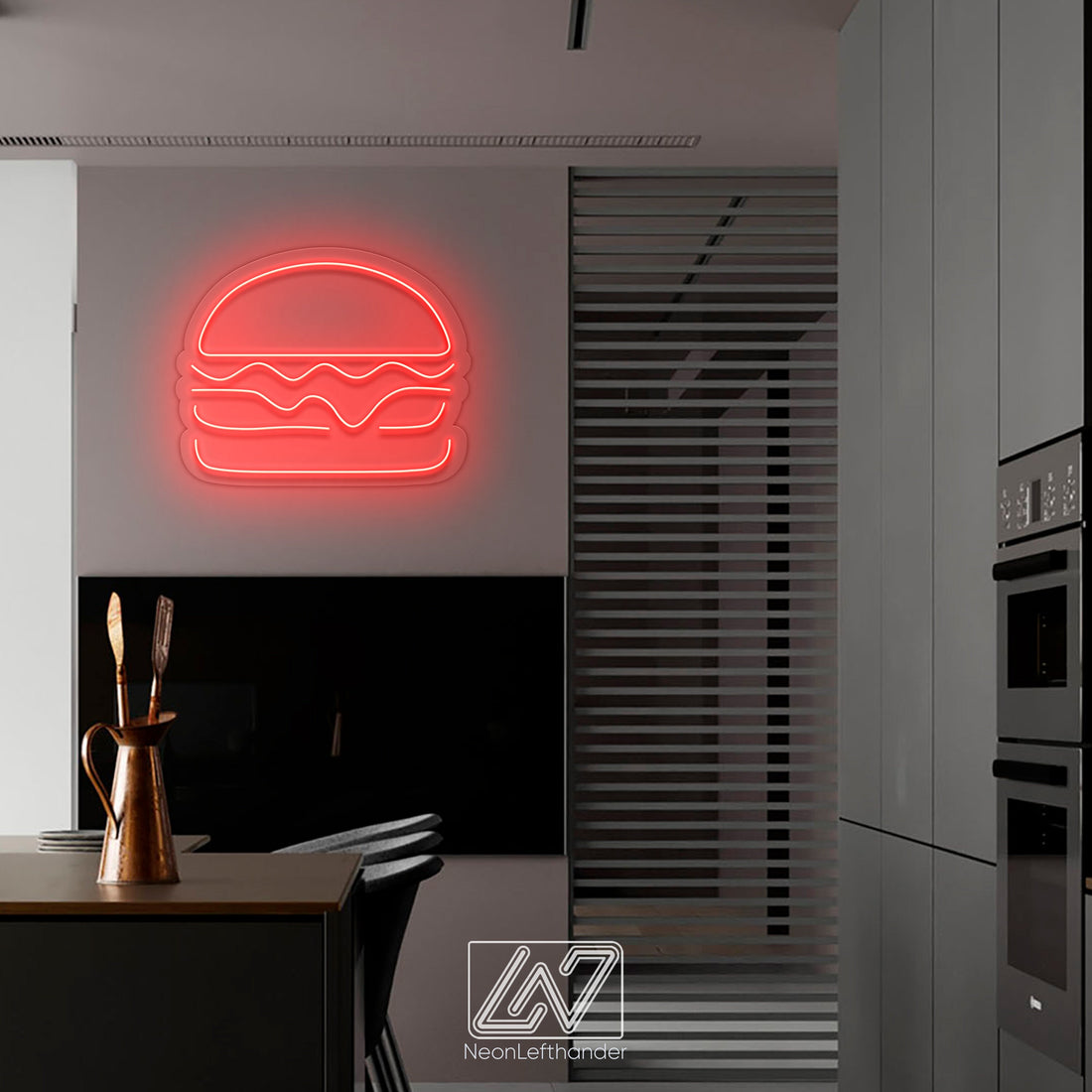 Burger - LED Neon Sign, Custom Food Neon Sign, Fast Food Shop LED Sign, Hamburger Shop Art,  Fast Food Shop Wall Decor