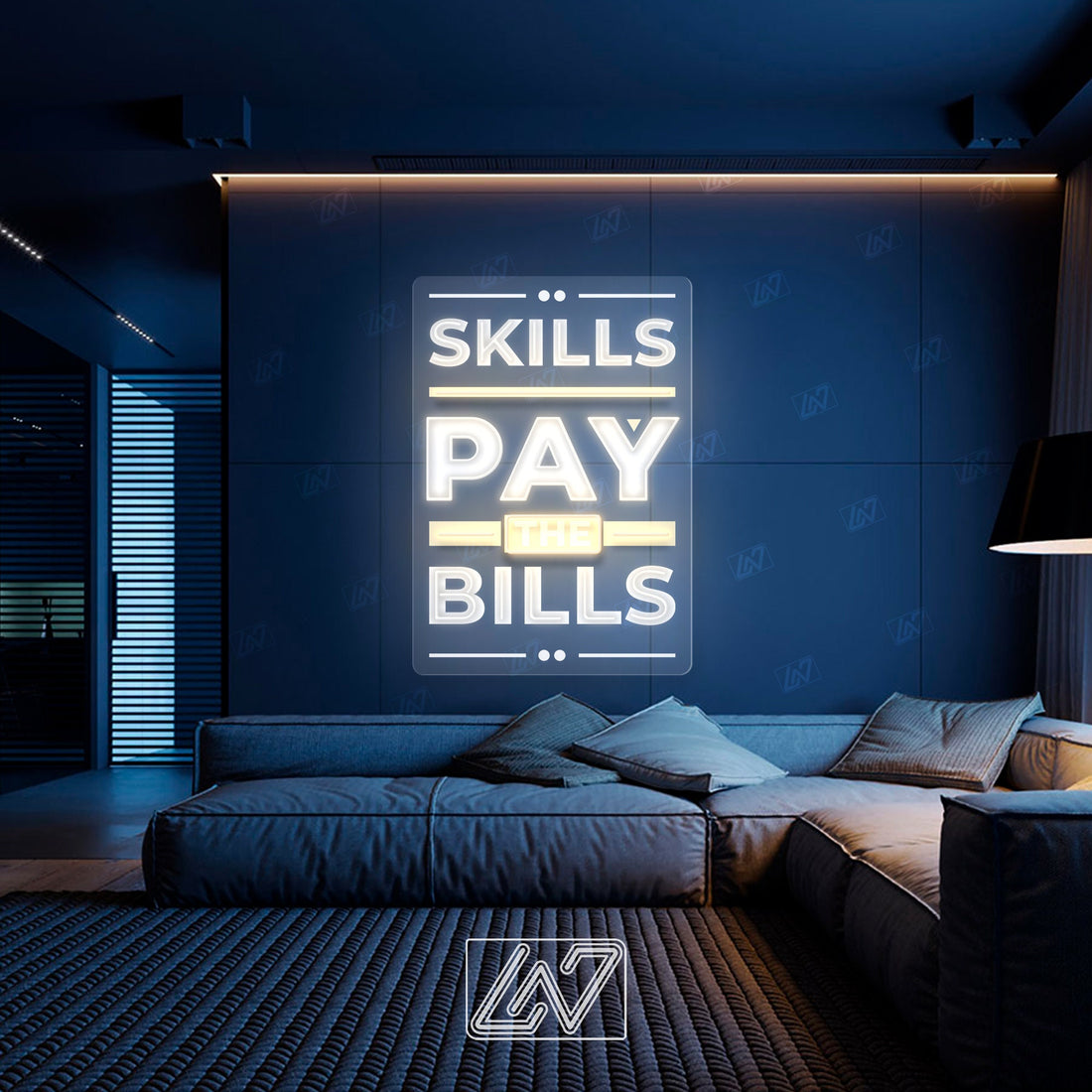 Skills Pay The Bills - LED Neon Sing with UV Print, Inspiration Neon Sign, Neon Sign Bedroom, Motivation Quote Led Sign