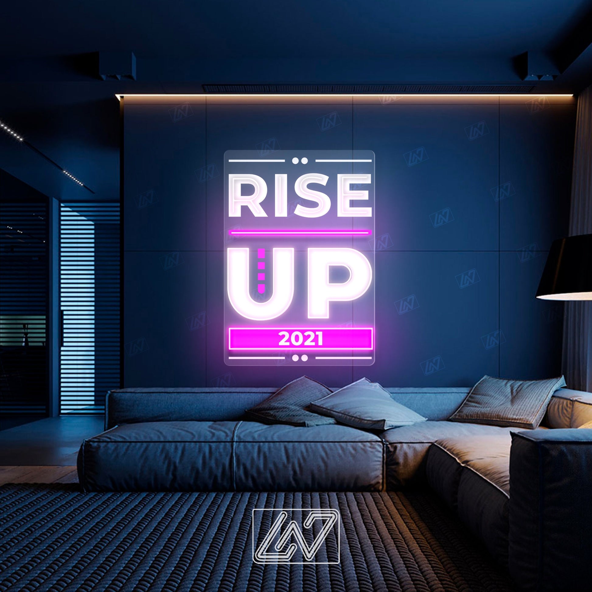 Rise Up and Overcome - LED Neon Sing with UV Print, Inspiration Neon Sign, Neon Sign Bedroom, Motivation Quote Led Sign