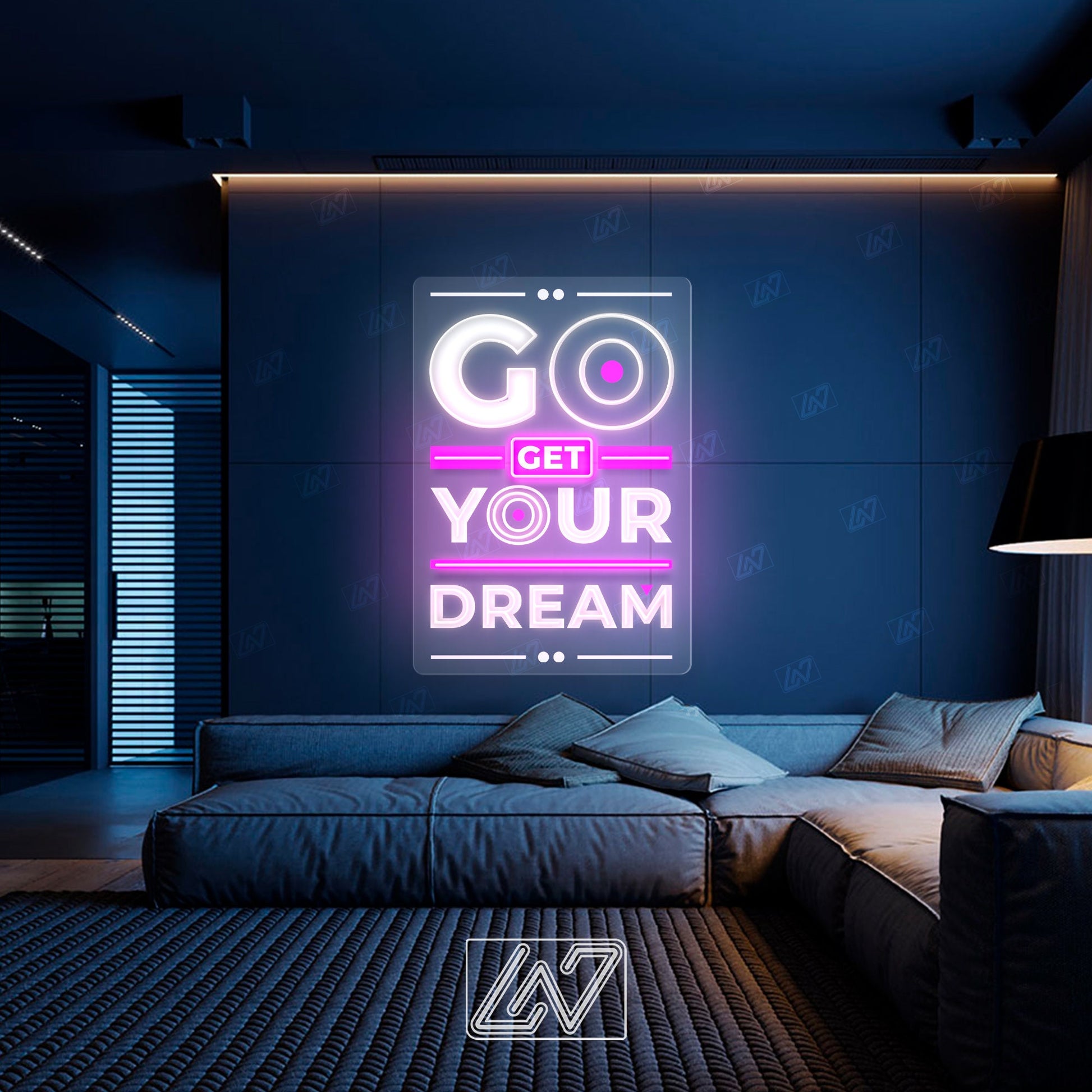 Go Get Your Dream - LED Neon Sing with UV Print, Inspiration Neon Sign, Neon Sign Bedroom, Motivation Quote Led Sign