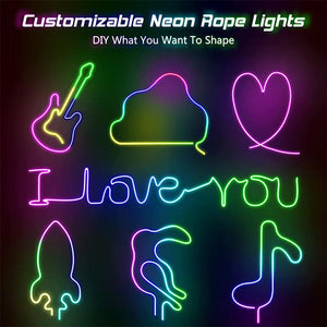 Multicolor Smart RGBIC Neon Strip Lights - LED Strip Light - Color Changing Neon Strip - DIY Neon Strip Light - Aesthetic Home Decor