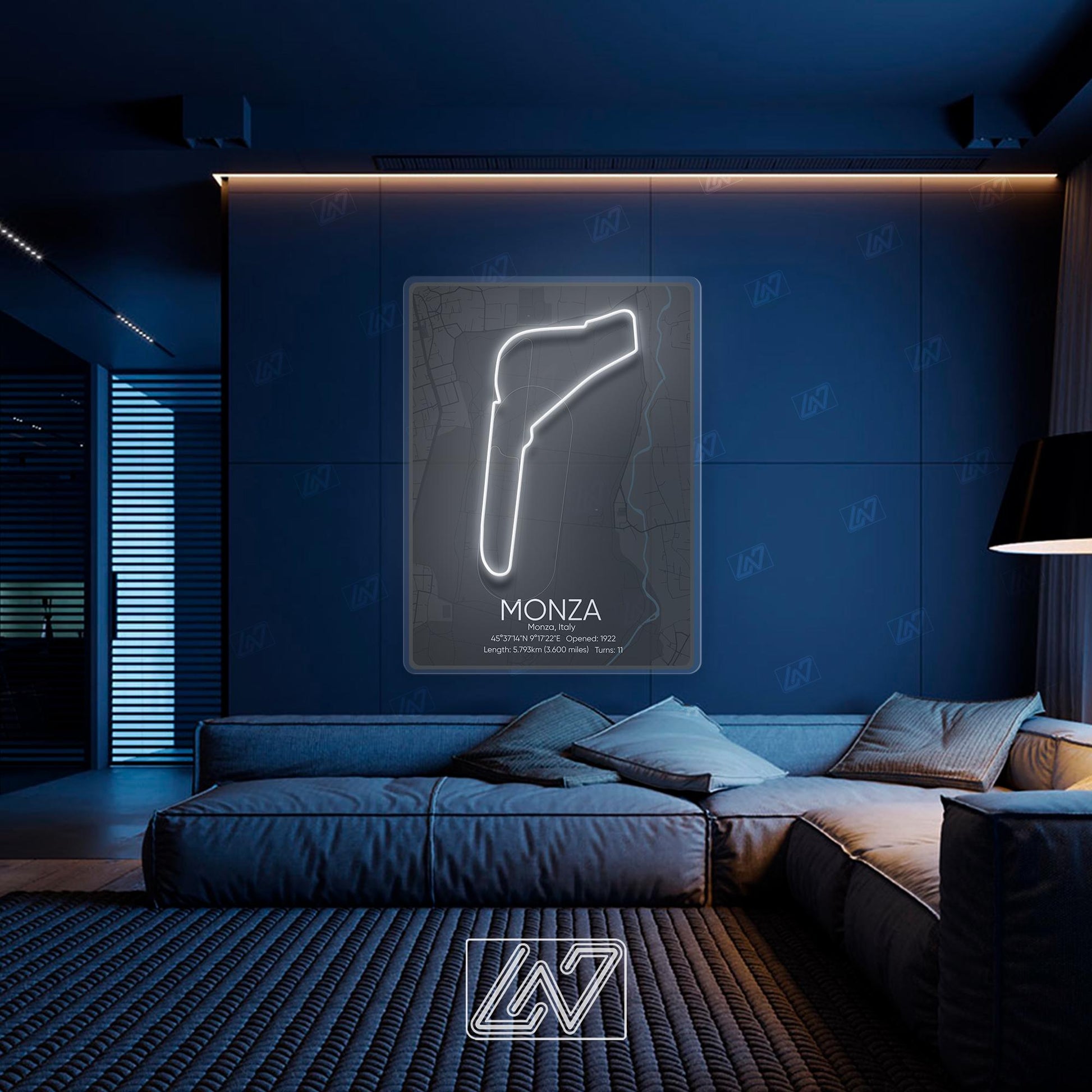 Monza Circuit - LED Neon Sign , Sport Interior Decor, Open-Wheel Car Neon Lights, Car Bedroom Neon Sign, Grand Prix circuit