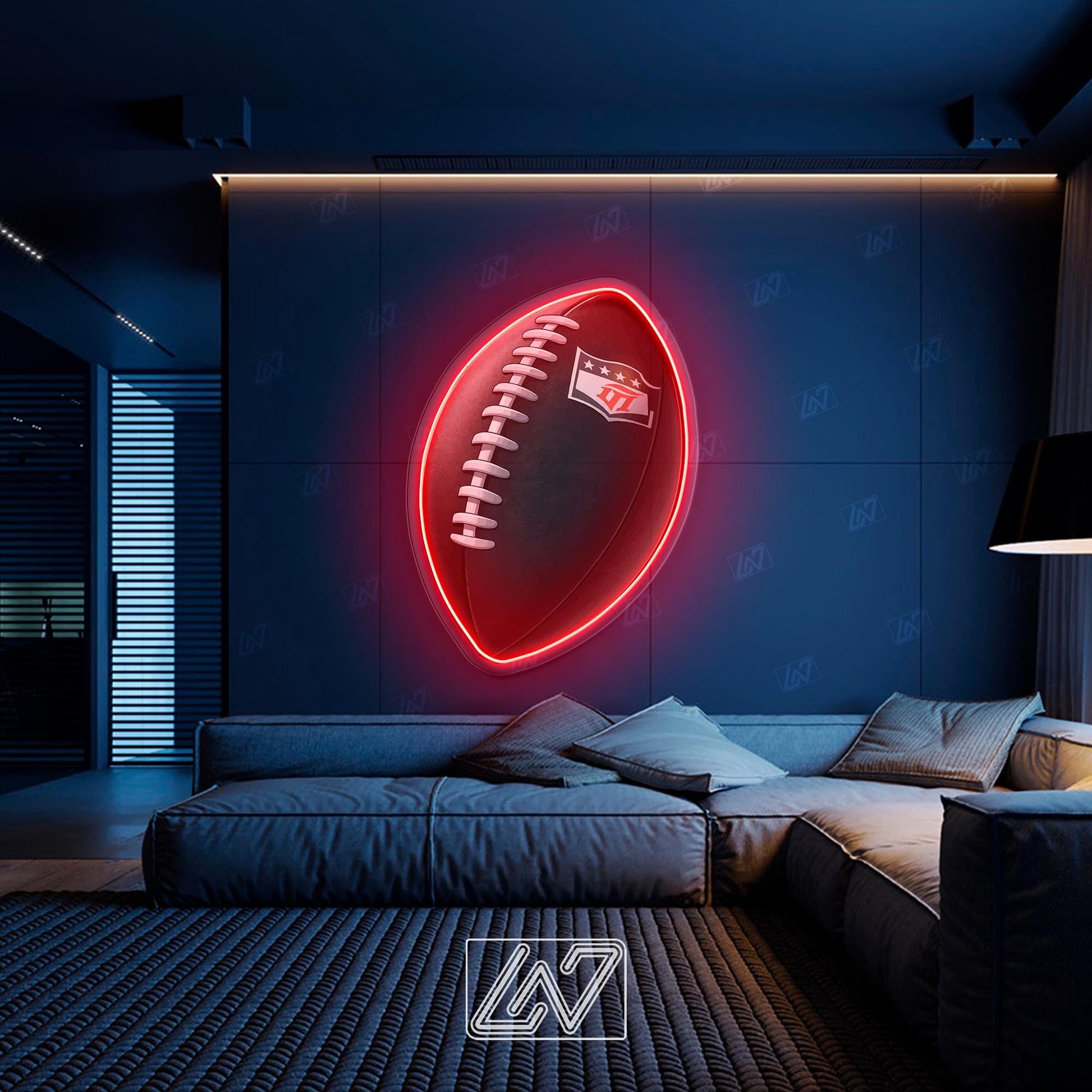 NFL Ball - LED Neon Sign with UV Print, American Football Sign, Motivation Neon Sign,