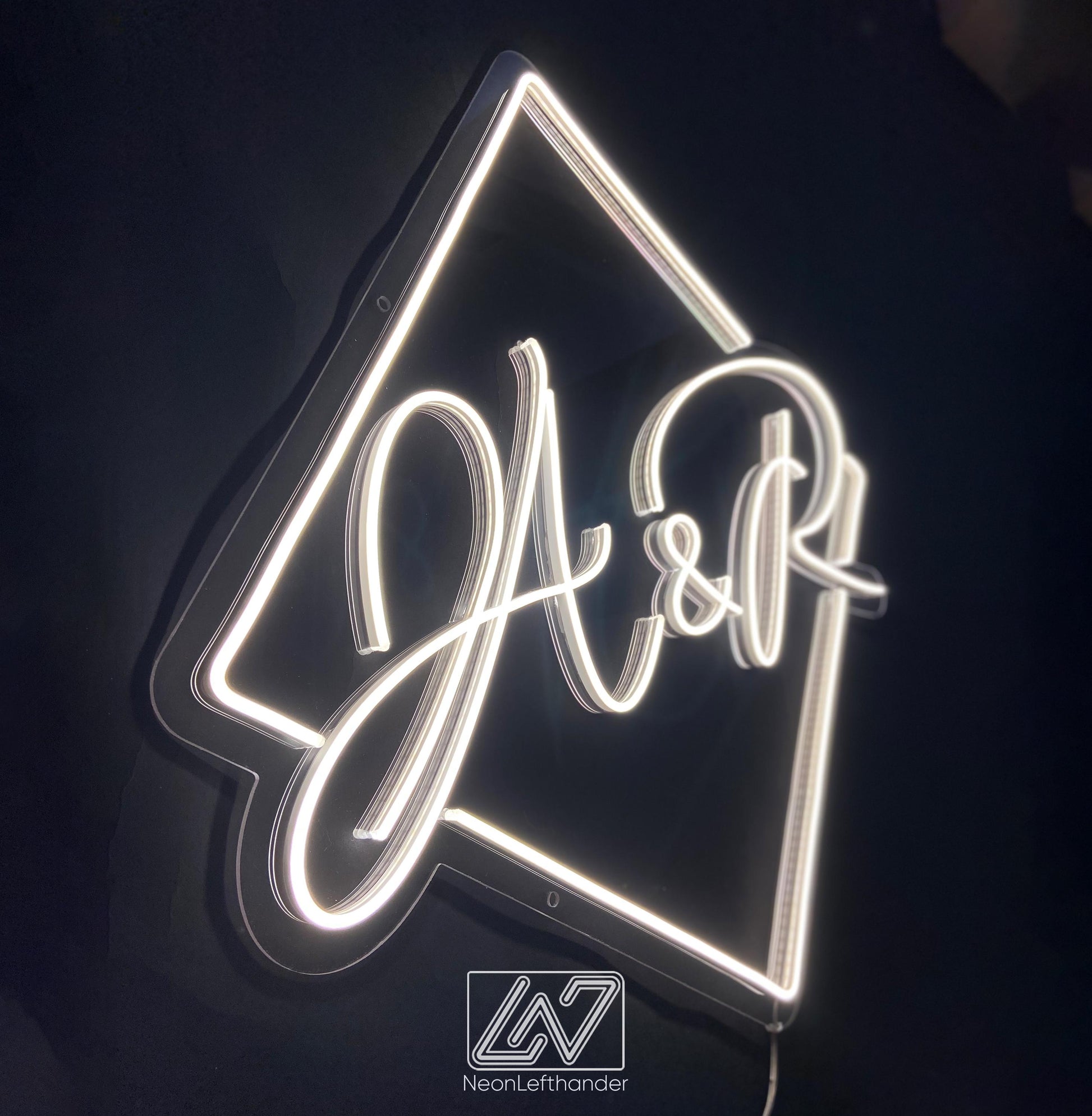 Custom Rhombus Initials Neon Sign, Wedding Neon Sign, Wedding Decor, Custom Neon Sign, Wedding Ceremony, Circle Neon Sign, Bar Led Neon Sign