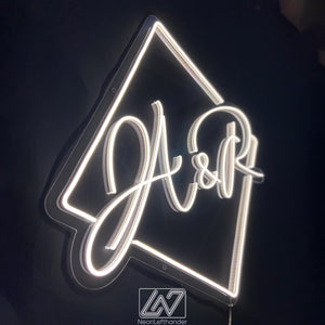 Custom Rhombus Initials Neon Sign, Wedding Neon Sign, Wedding Decor, Custom Neon Sign, Wedding Ceremony, Circle Neon Sign, Bar Led Neon Sign