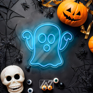 Ghost - LED Neon Sign, Spooky Halloween, Custom Neon Sign, Cute Ghost Sign, Spooky LED Sign, Ghost Wall Sign, Halloween Wall Decor