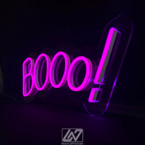 Booo! - LED Neon Sign, Spooky Halloween Led Decor, Scary Halloween, Halloween Light Decor, Custom Neon Sign