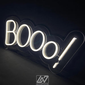 Booo! - LED Neon Sign, Spooky Halloween Led Decor, Scary Halloween, Halloween Light Decor, Custom Neon Sign