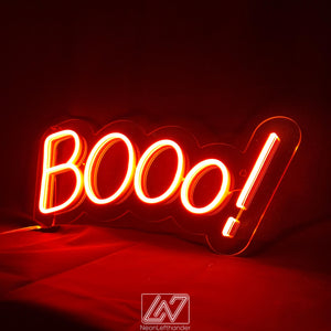 Booo! - LED Neon Sign, Spooky Halloween Led Decor, Scary Halloween, Halloween Light Decor, Custom Neon Sign