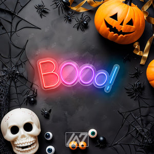 Booo! - LED Neon Sign, Spooky Halloween Led Decor, Scary Halloween, Halloween Light Decor, Custom Neon Sign