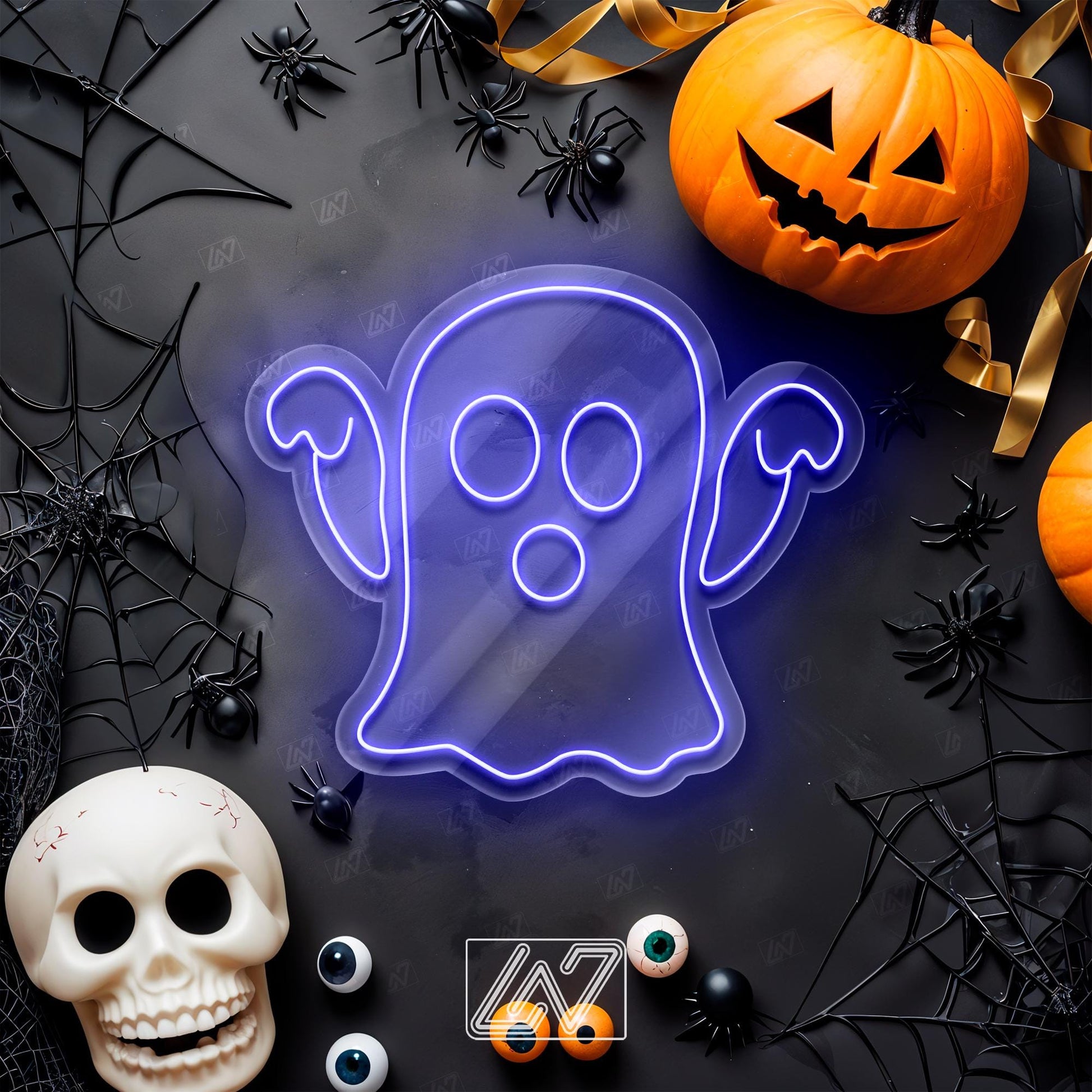 Ghost - LED Neon Sign, Spooky Halloween, Custom Neon Sign, Cute Ghost Sign, Spooky LED Sign, Ghost Wall Sign, Halloween Wall Decor