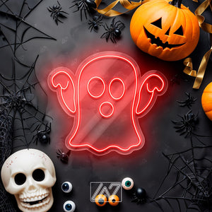 Ghost - LED Neon Sign, Spooky Halloween, Custom Neon Sign, Cute Ghost Sign, Spooky LED Sign, Ghost Wall Sign, Halloween Wall Decor