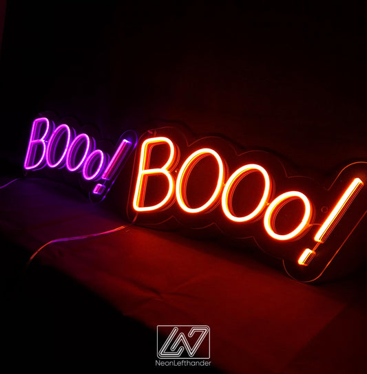 Booo! - LED Neon Sign, Spooky Halloween Led Decor, Scary Halloween, Halloween Light Decor, Custom Neon Sign