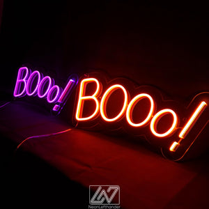 Booo! - LED Neon Sign, Spooky Halloween Led Decor, Scary Halloween, Halloween Light Decor, Custom Neon Sign