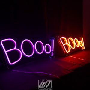 Booo! - LED Neon Sign, Spooky Halloween Led Decor, Scary Halloween, Halloween Light Decor, Custom Neon Sign