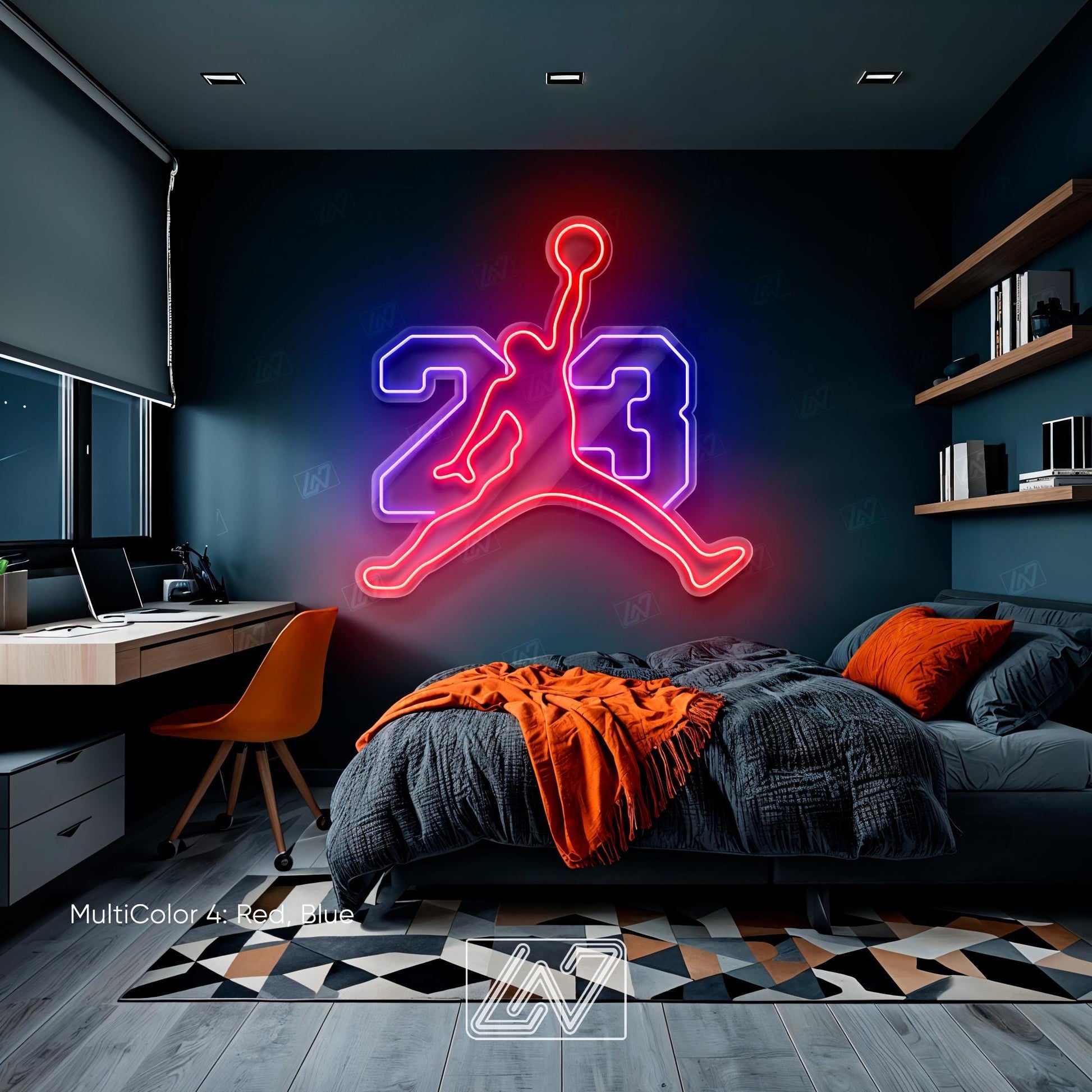 Jordan 23 - LED Neon Sign, Tennis Player Wall Decor, Sport Led Neon Sign, Decor for Kids Room, Sport Signs