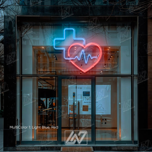 Medical Pharmacy LED Neon Sign – Heart Symbol, Perfect for Clinic or Apothecary Decor, Medical Symbol for Clinic or Hospital, Hospital