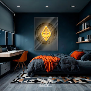 Ethereum - LED Neon Sign with UV Print, Bedroom neon sign, Crypto neon sign, Neon Lights, Crypto