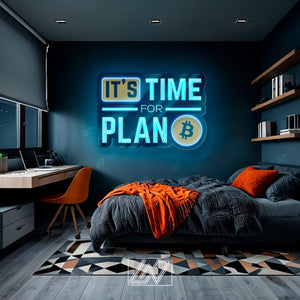 It's Time for Plan B - LED Neon Sign with UV Print, Trader Bedroom sign, Crypto neon sign, Trading Neon, Crypto & Financial Stock Exchange