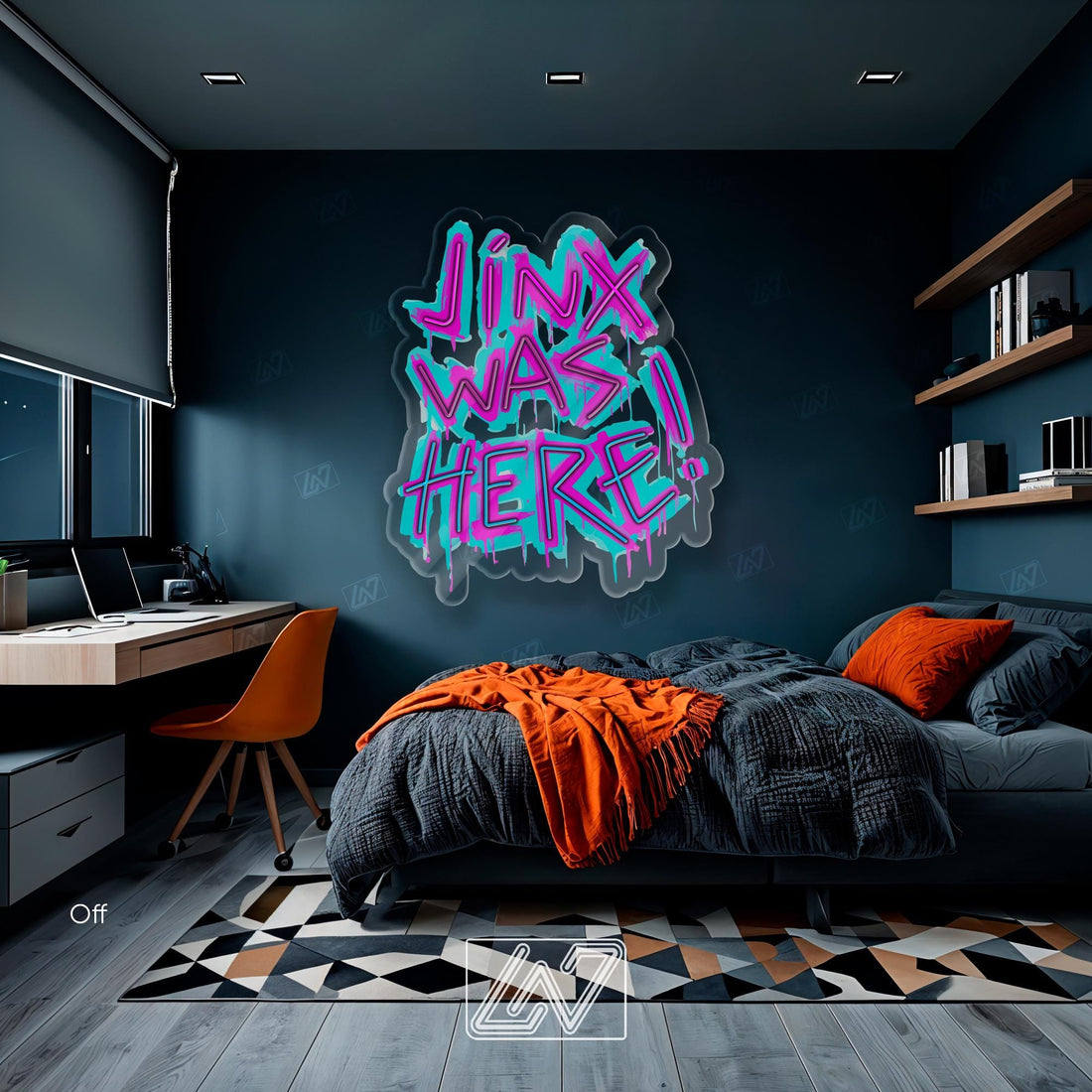 Jinx Was Here - LED Neon Anime Sign with UV Print, Cartoon Character, Game Room Light, Personalized Gifts, Japanese Neon Sign