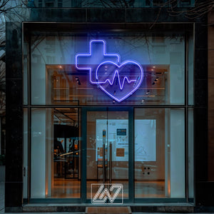 Medical Pharmacy LED Neon Sign – Heart Symbol, Perfect for Clinic or Apothecary Decor, Medical Symbol for Clinic or Hospital, Hospital