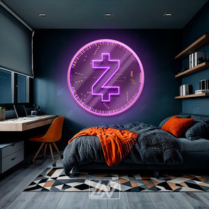 Zcash Zec - LED Neon Sign with UV Print, Bedroom neon sign, Crypto neon sign, Neon Lights, Crypto