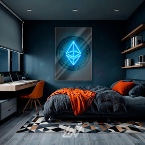 Ethereum - LED Neon Sign with UV Print, Bedroom neon sign, Crypto neon sign, Neon Lights, Crypto