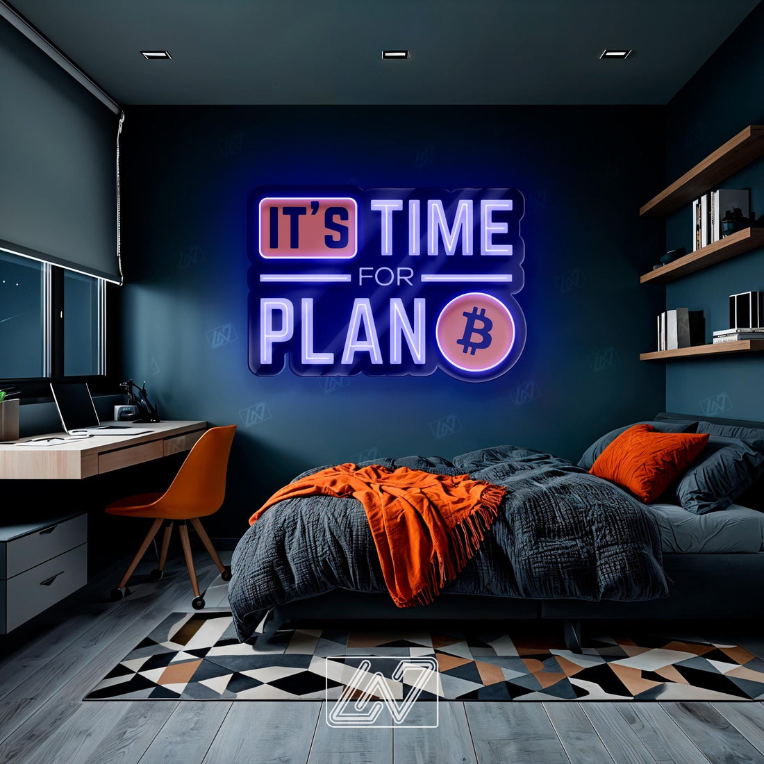 It's Time for Plan B - LED Neon Sign with UV Print, Trader Bedroom sign, Crypto neon sign, Trading Neon, Crypto & Financial Stock Exchange