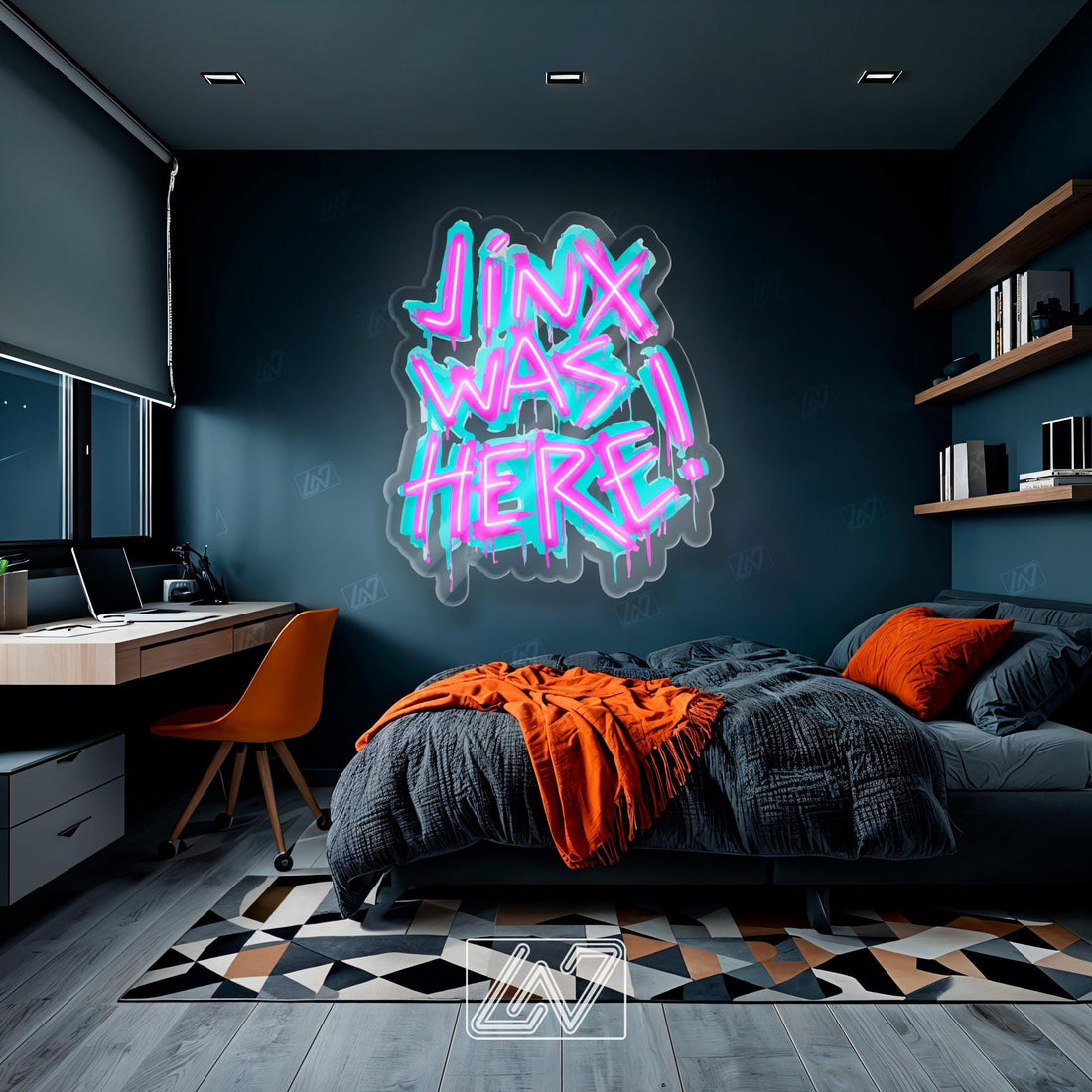 Jinx Was Here - LED Neon Anime Sign with UV Print, Cartoon Character, Game Room Light, Personalized Gifts, Japanese Neon Sign