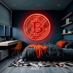 Bitcoin - LED Neon Sign with UV Print, Bedroom neon sign, Crypto neon sign, Neon Lights, Crypto