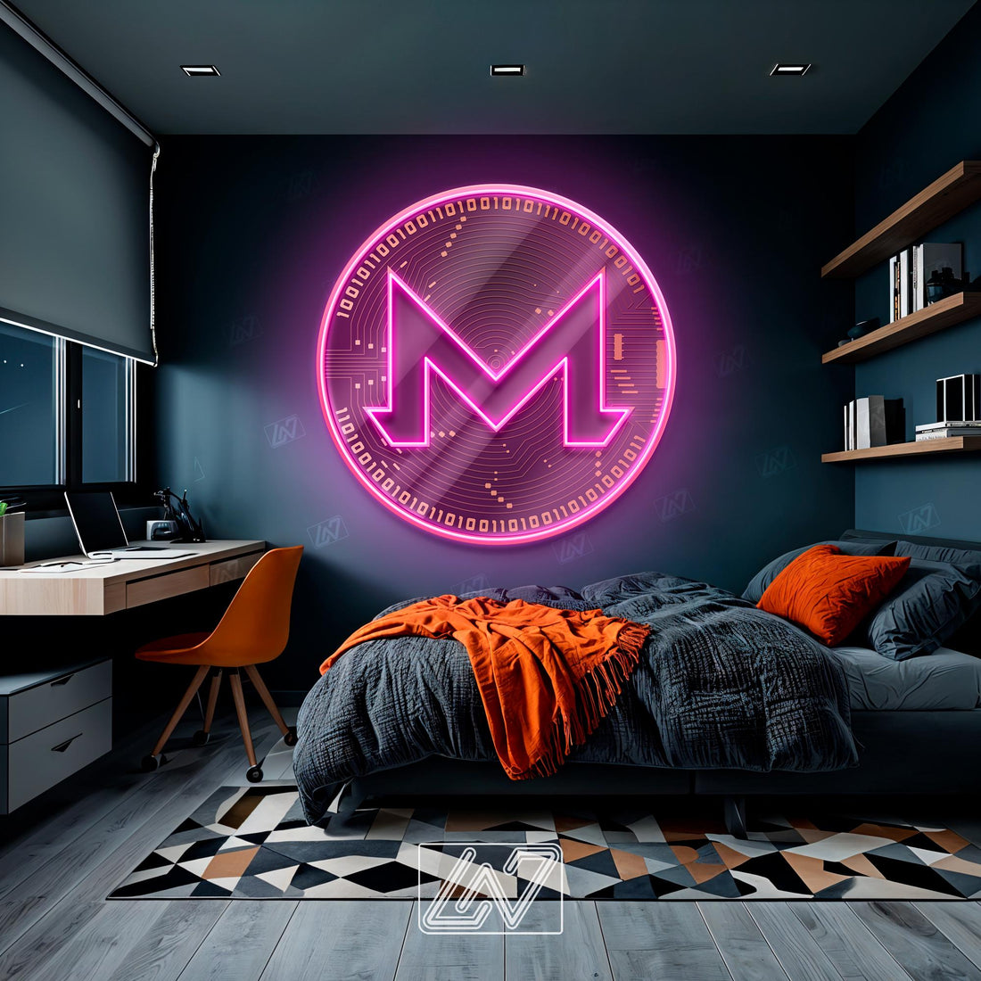 Monero - LED Neon Sign with UV Print, Bedroom neon sign, Crypto neon sign, Neon Lights, Crypto