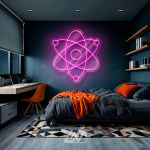 Atom - LED Neon Sign Science Light for Room Decor, Customizable for Labs & Science Enthusiasts,Science-Inspired Decor for Labs, or Offices