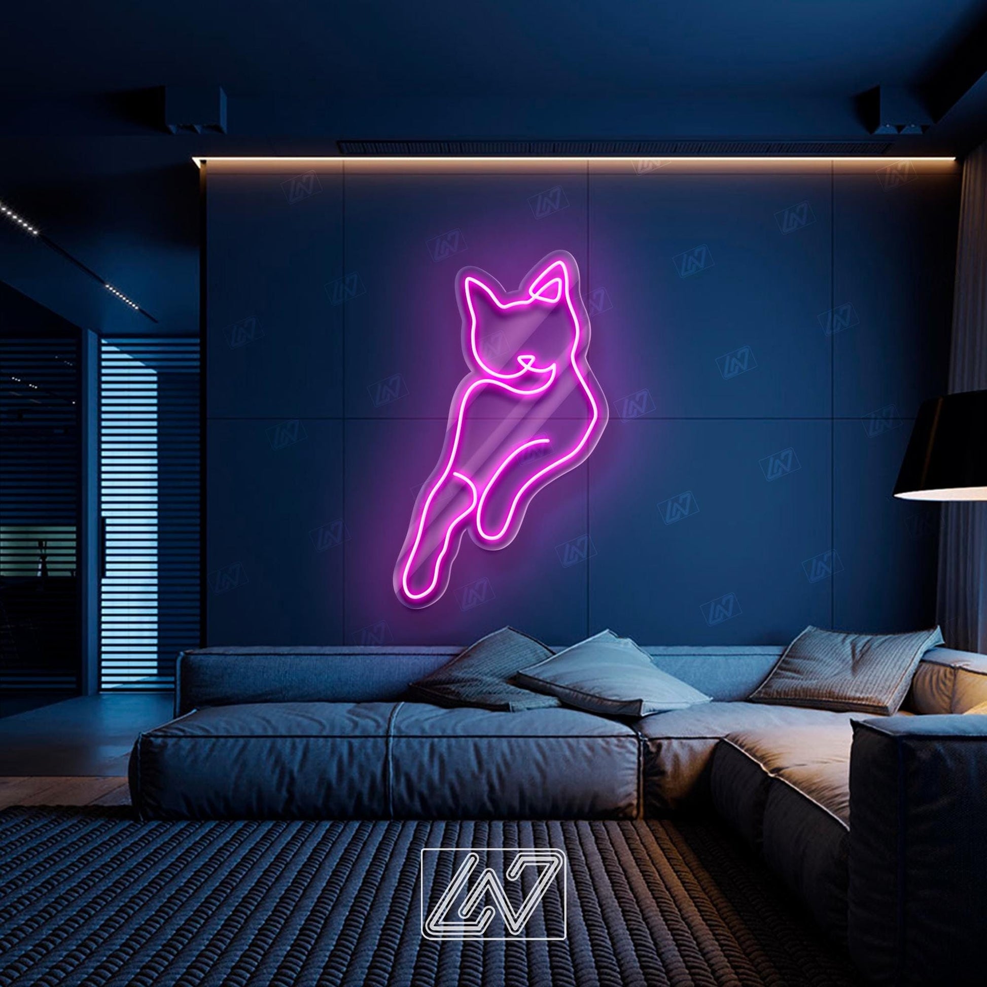 Pink neon cat sign perfect for home decor and gifts for cat lovers.
