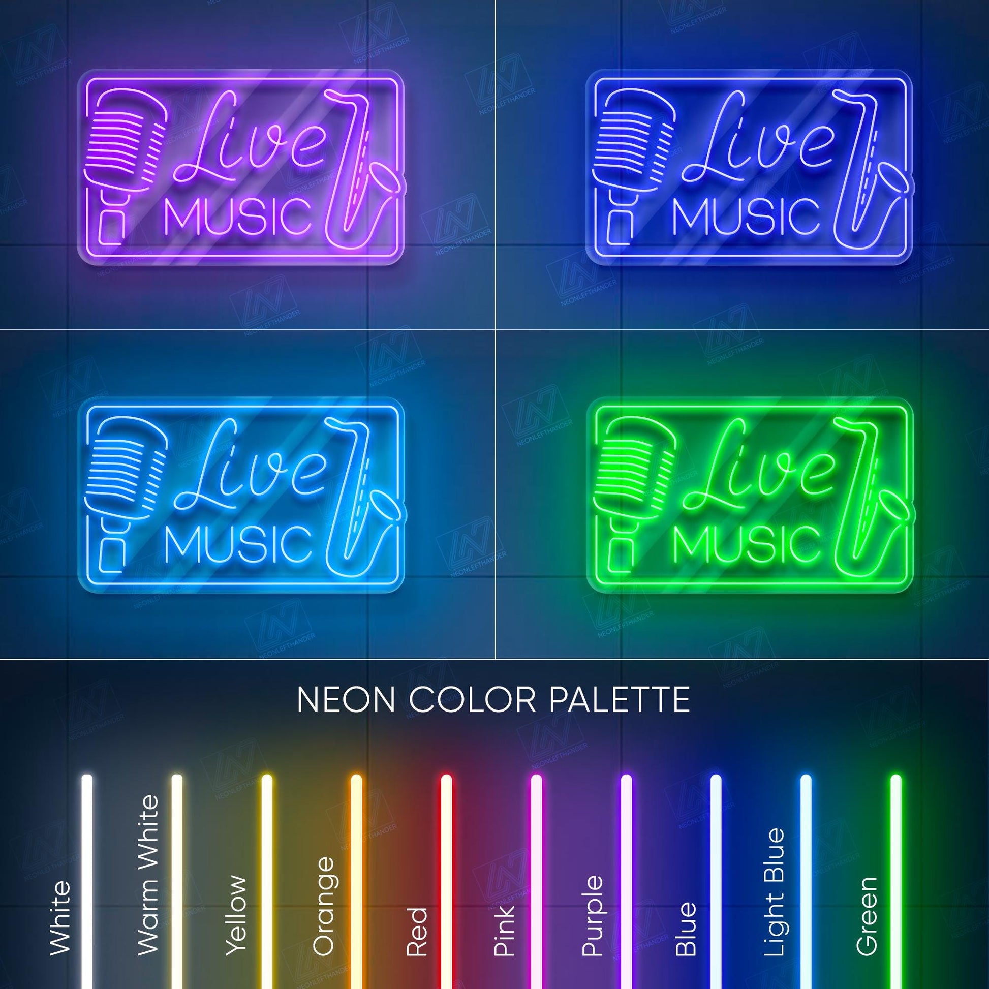 Live Music Neon Sign with Microphone and Saxophone, LED Wall Light for Bars, Music Venues, Jazz Clubs, Stage or Home Studio Decor