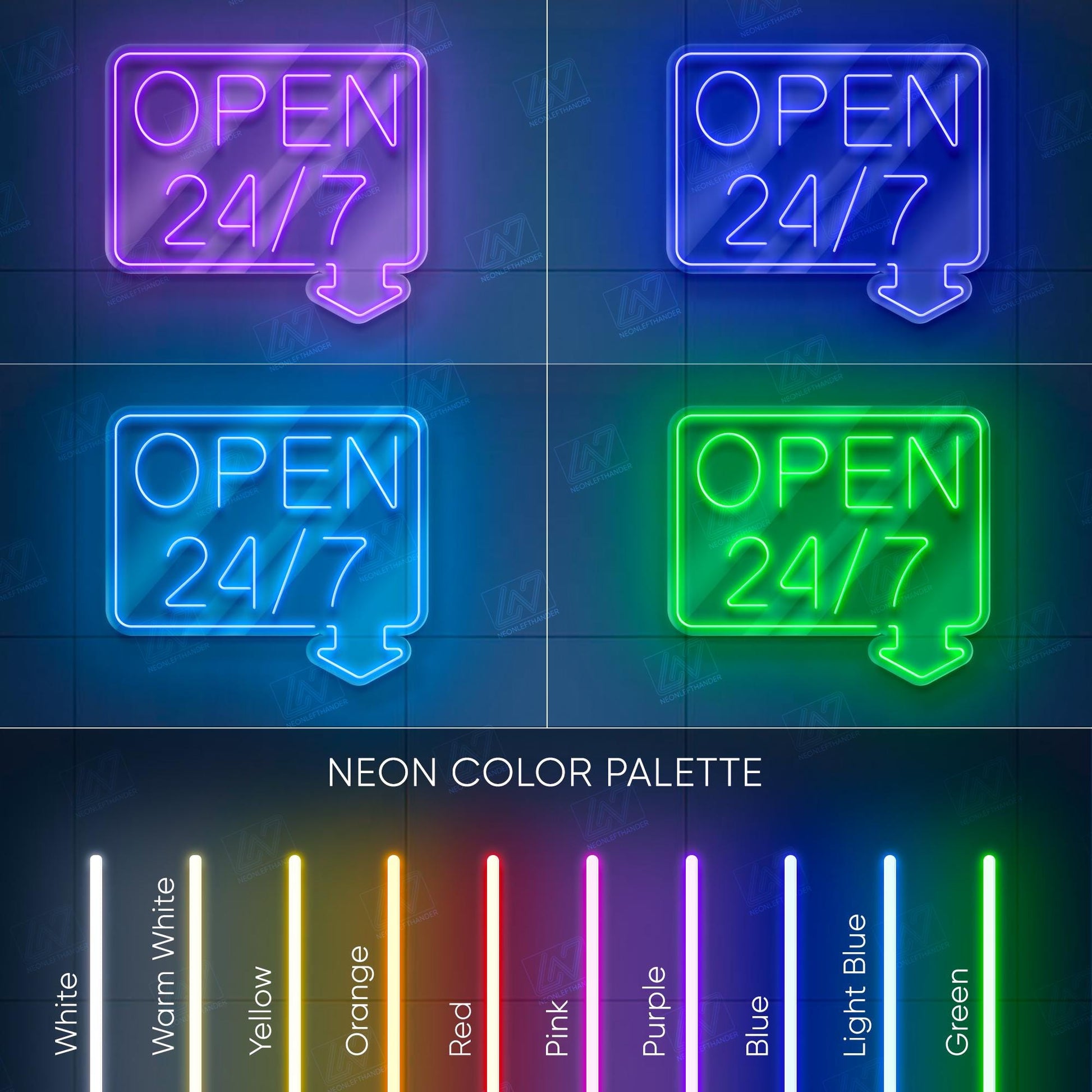 Open 24/7 - LED Neon Light, Bright Business Storefront Sign, Shop Window Neon Display, Barber Cafe Bar LED Sign,Eye-Catching Open Light