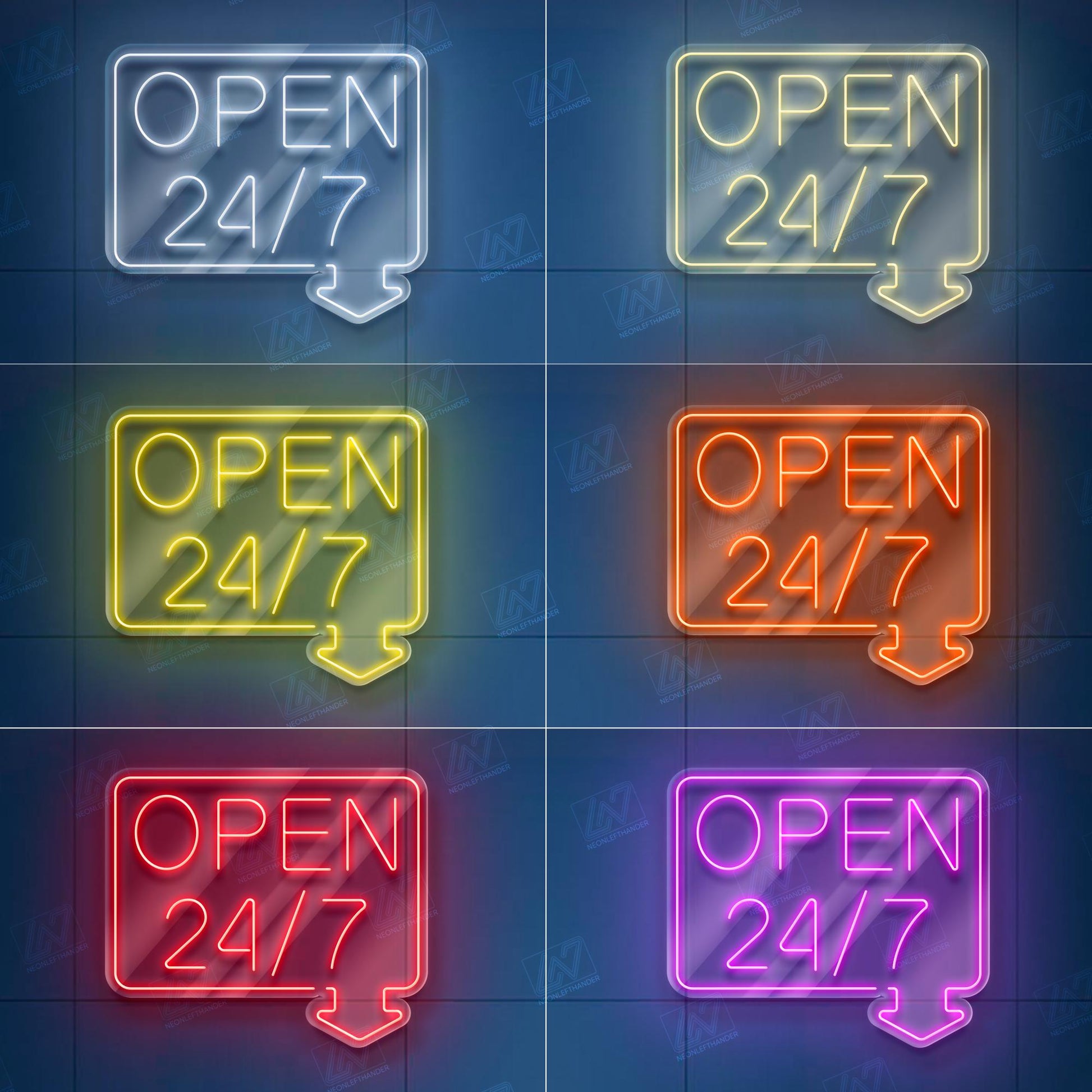 Open 24/7 - LED Neon Light, Bright Business Storefront Sign, Shop Window Neon Display, Barber Cafe Bar LED Sign,Eye-Catching Open Light