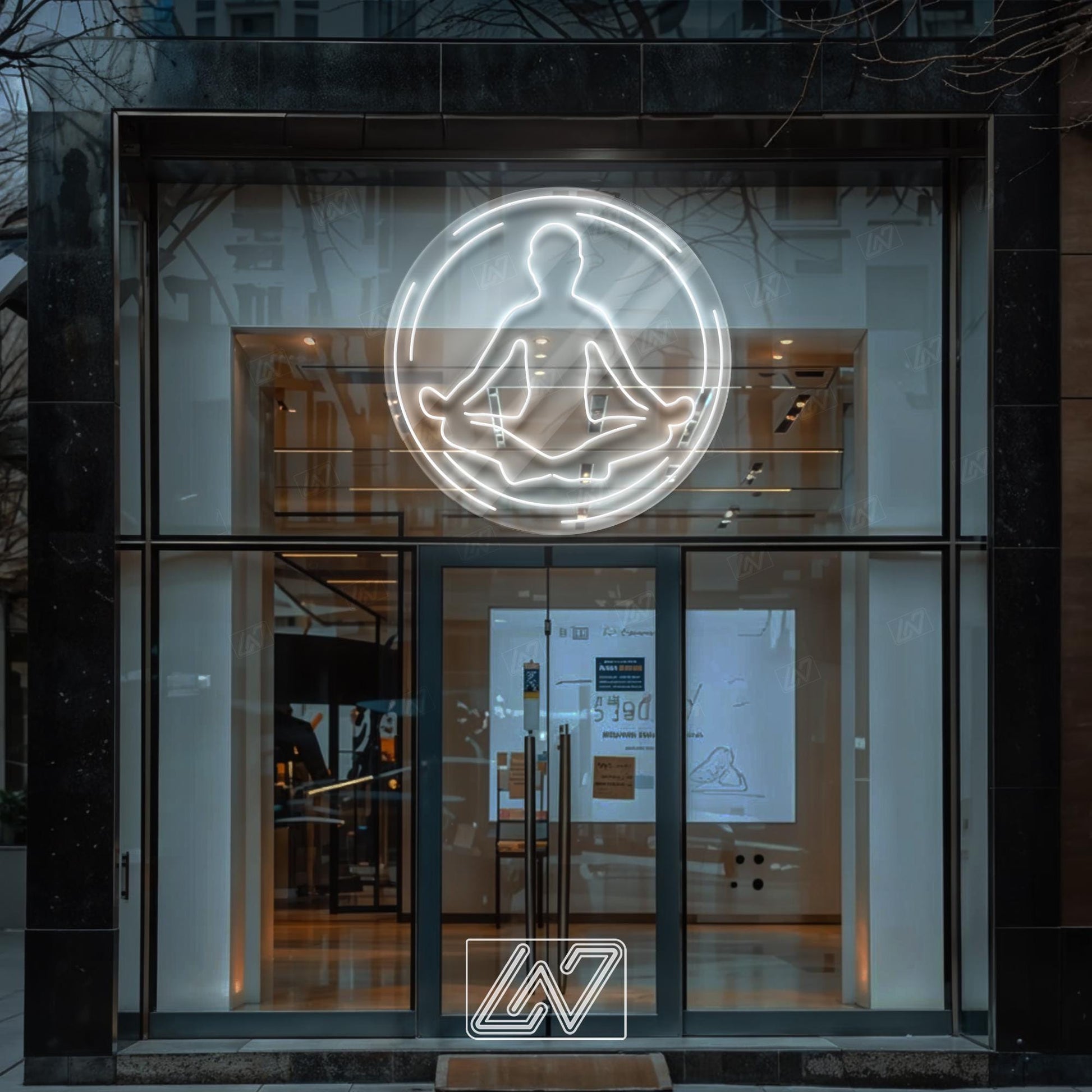 Yoga Meditation Pose Neon Sign for Studio or Home Gym, LED Zen Light for Wellness Space, Mindfulness Yoga Wall Art Decor