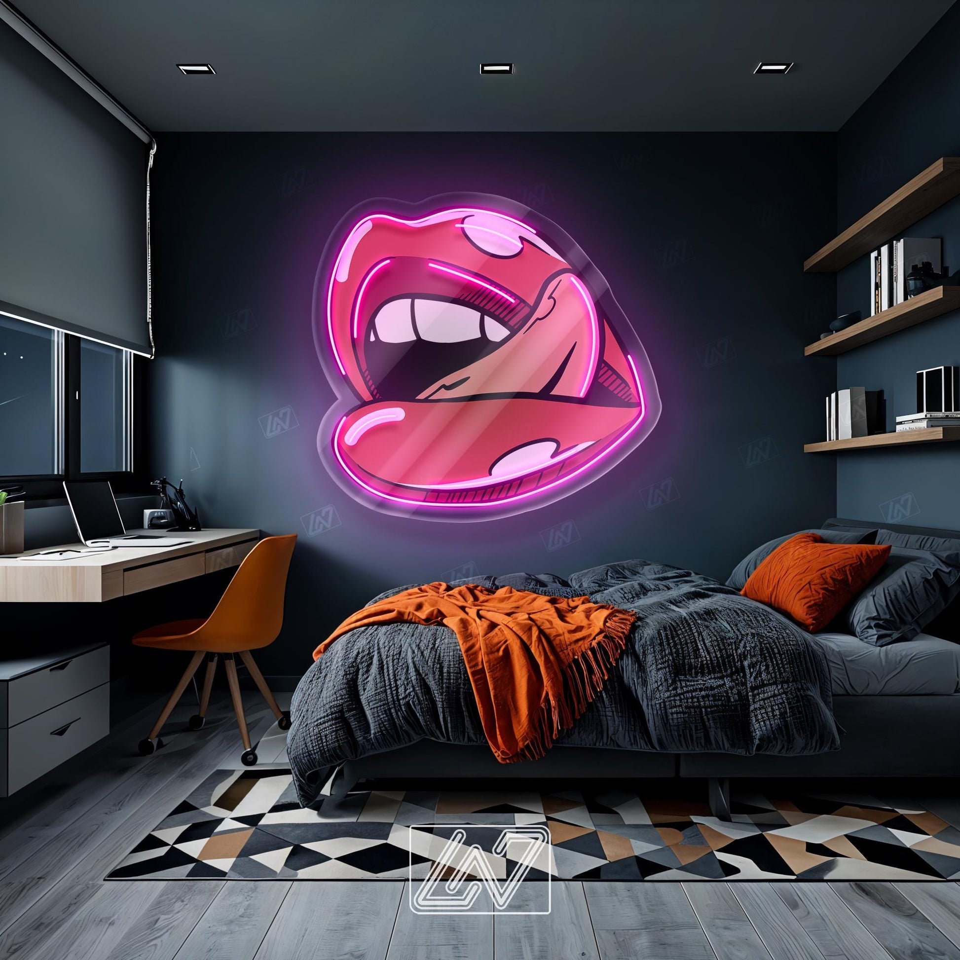 Sexy Lip - LED Neon Sign, Wall Decor, Wall Sign, Neon Lights, Kiss Lips Neon Light, Kiss Neon Sign, Lips Neon Sign