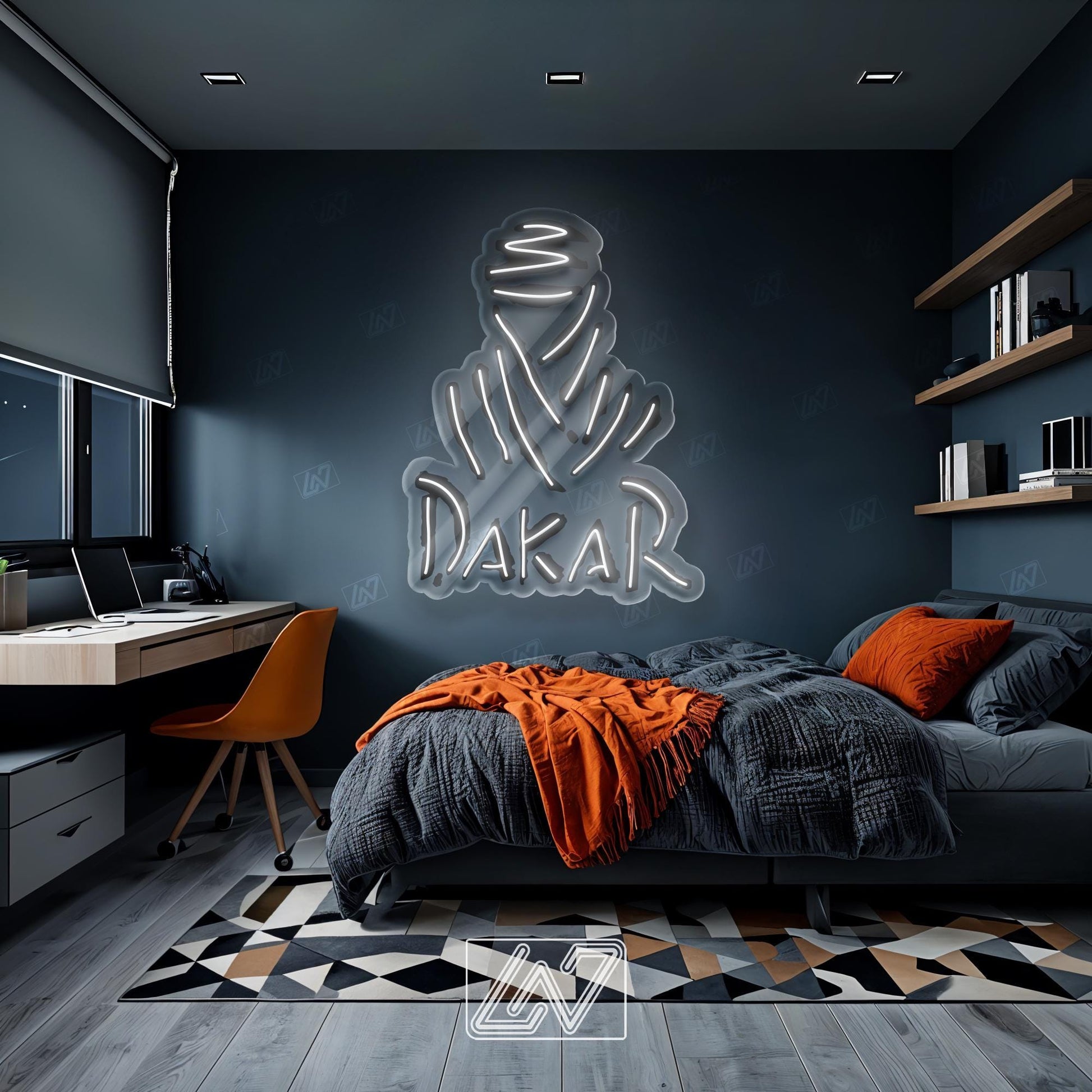 Dakar LED Neon Sign with UV Print, Off-Road Rally Wall Art for Garage, Motorsport Shop or Man Cave, Bold Adventure Racing Decor