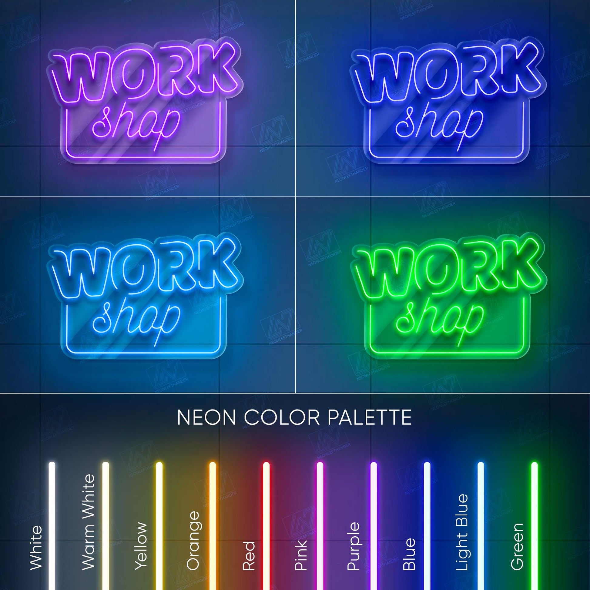 Workshop LED Neon Sign Wall Light, Industrial Style Decor for Garage, Studio, Maker Space or DIY Room, Bold Crafting Area Sign