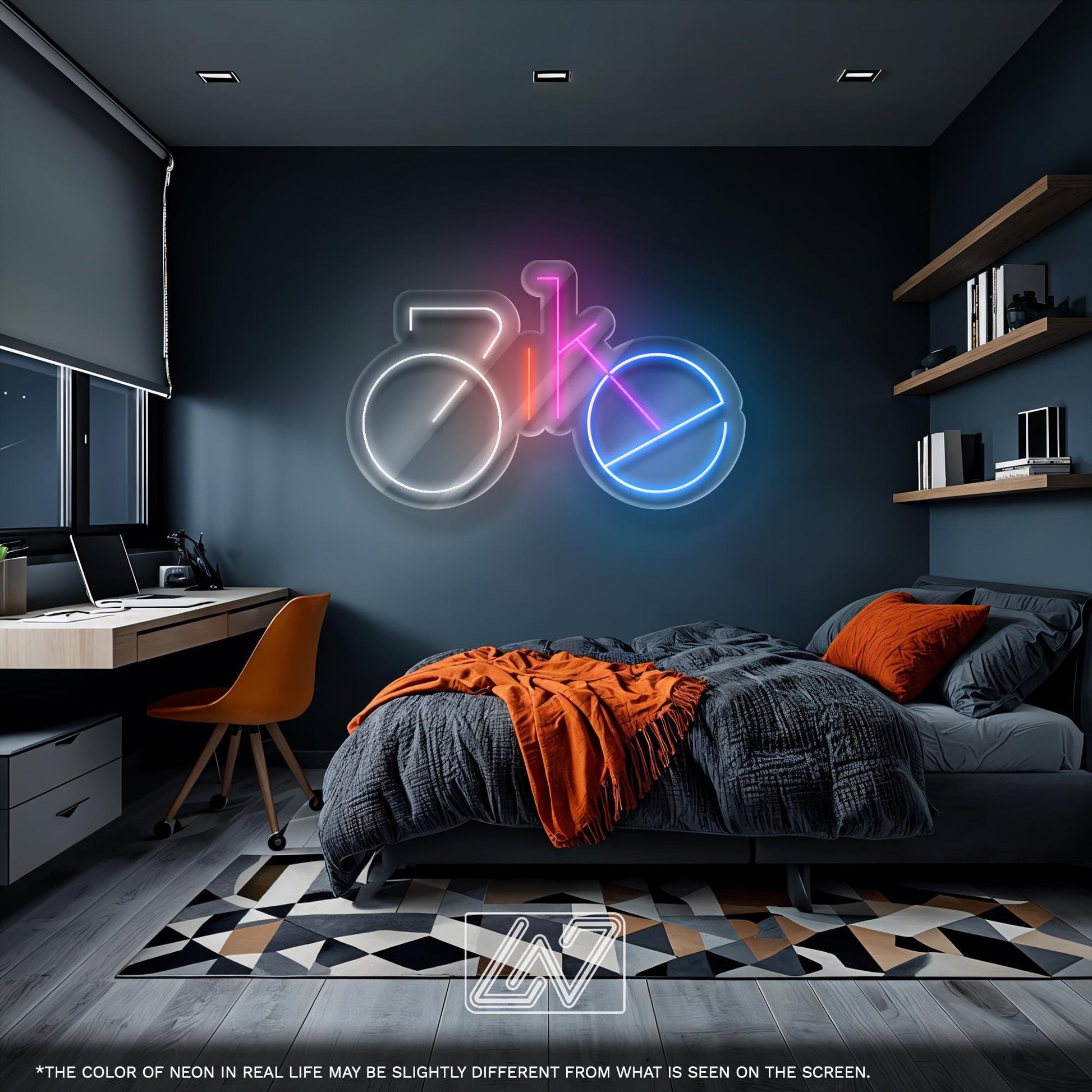 Neon bike sign ideal for cycling lovers, perfect for bedrooms or home offices.