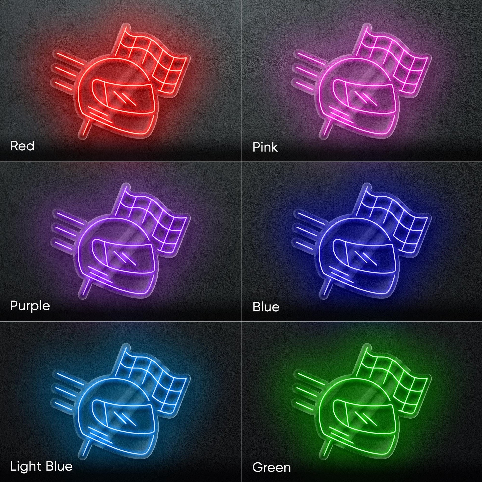 Helmet LED Neon Sign - Cool Wall Light for Garage, Biker Bar, Workshop or Man Cave, Perfect Gift for Motorbike and Racing Lovers