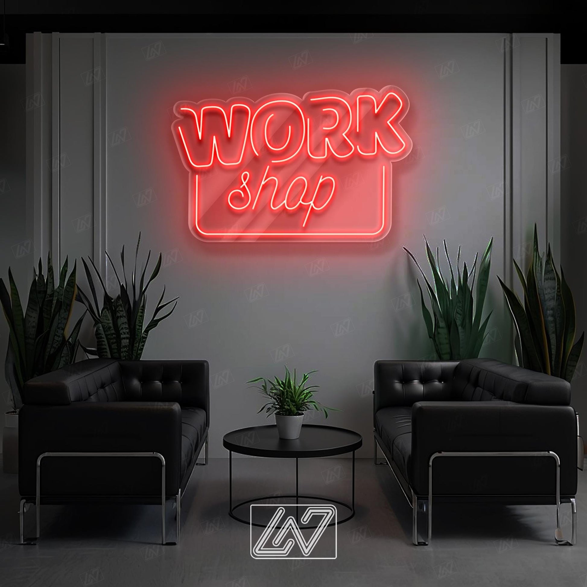Workshop LED Neon Sign Wall Light, Industrial Style Decor for Garage, Studio, Maker Space or DIY Room, Bold Crafting Area Sign