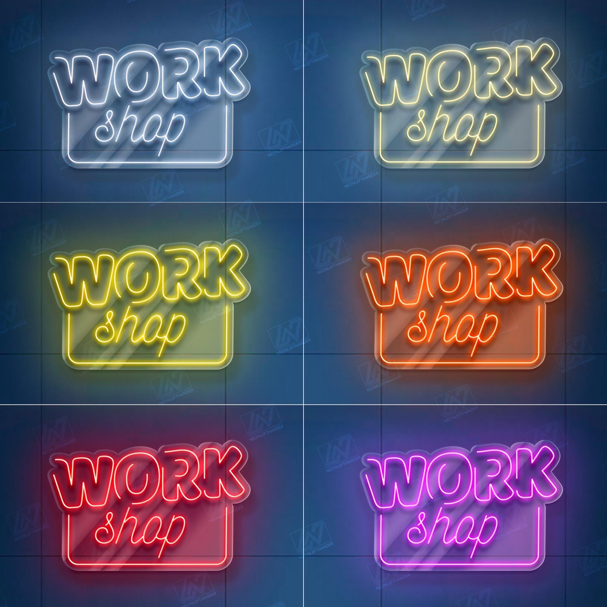 Workshop LED Neon Sign Wall Light, Industrial Style Decor for Garage, Studio, Maker Space or DIY Room, Bold Crafting Area Sign
