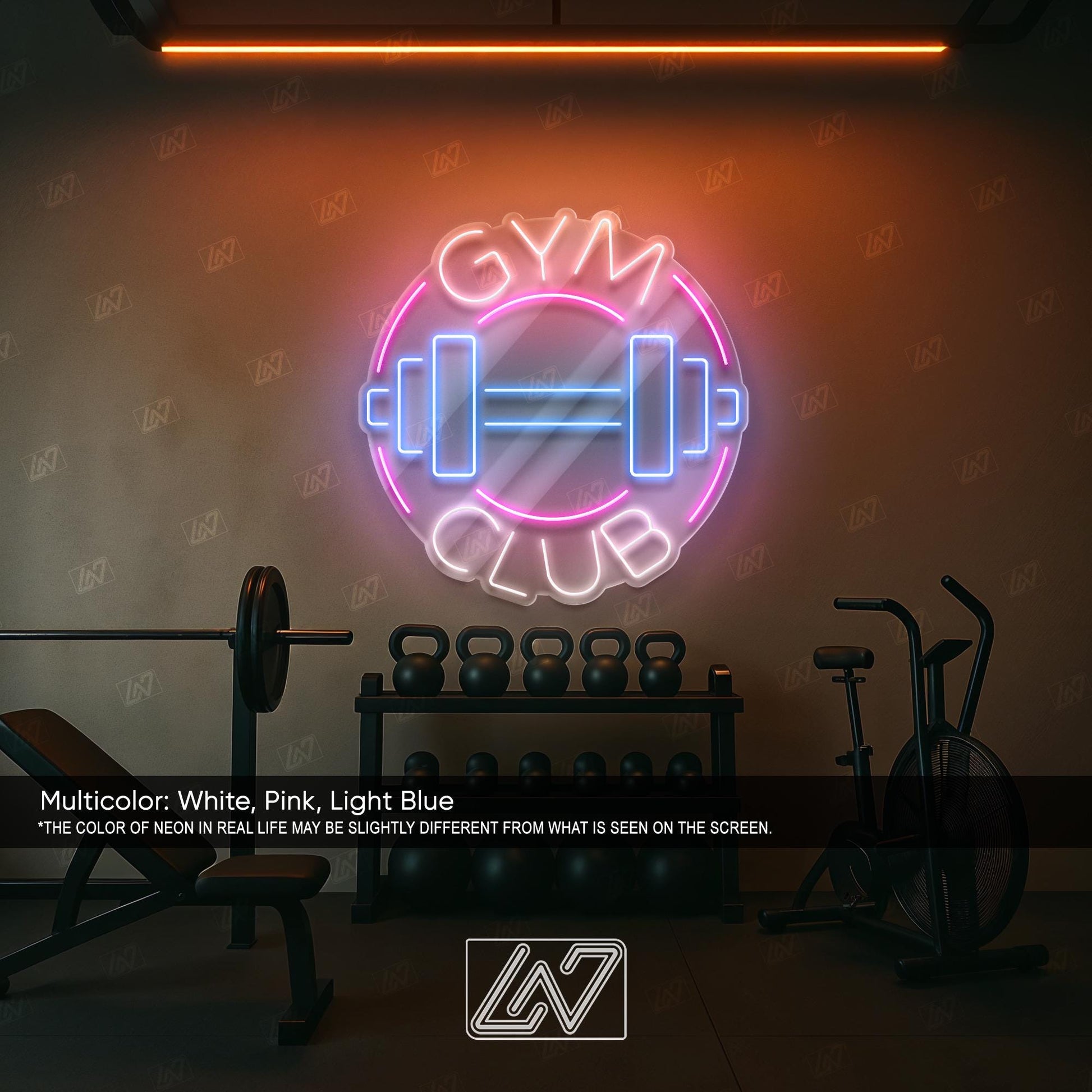 Gym Club LED Neon Sign Wall Light, Bold Motivational Fitness Decor for Home Gym, Workout Room or Training Studio Ambience