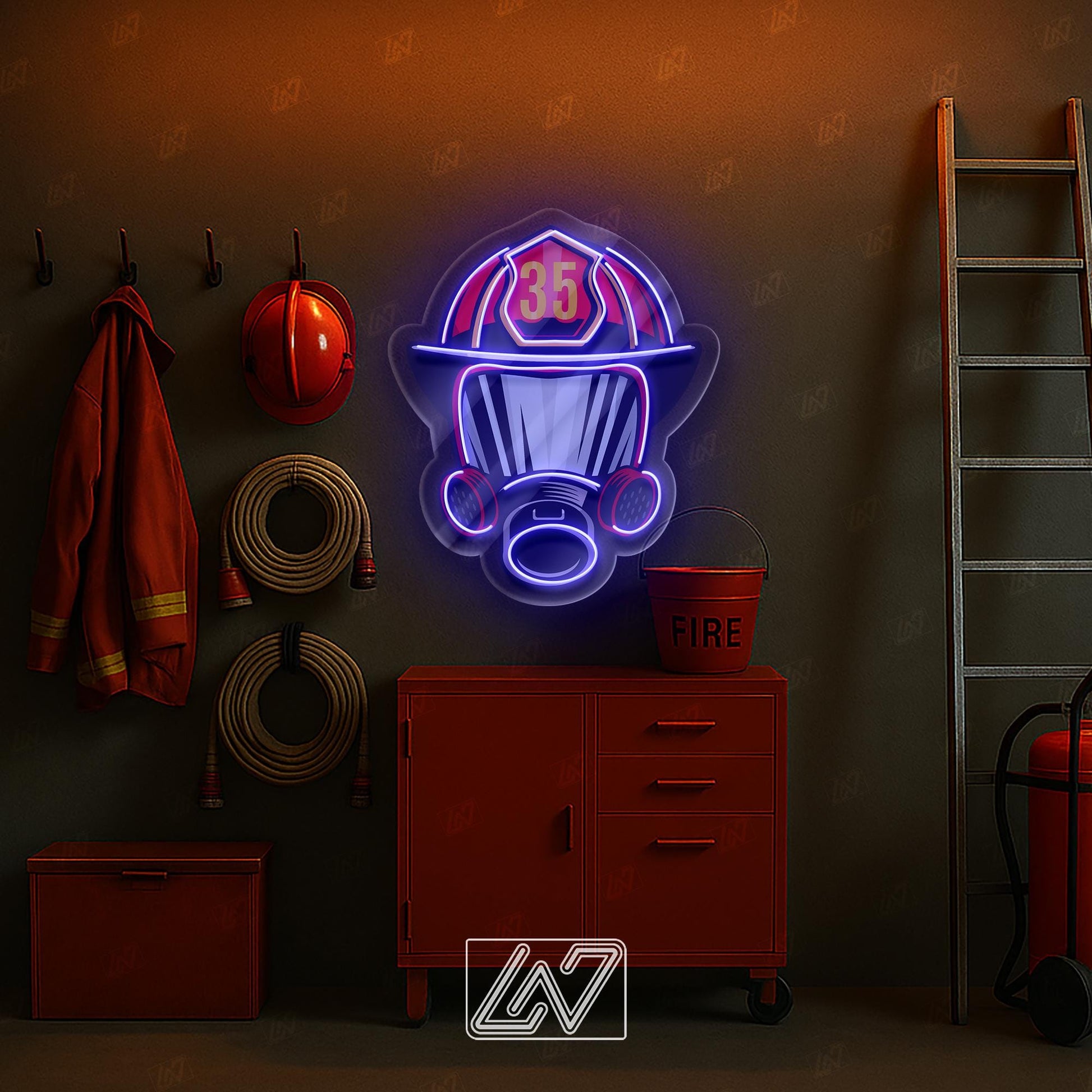 Firefighter Helmet LED Neon Sign – Wall Light for Fire Station, Office or Man Cave, Perfect Gift for Firefighters and First Responders