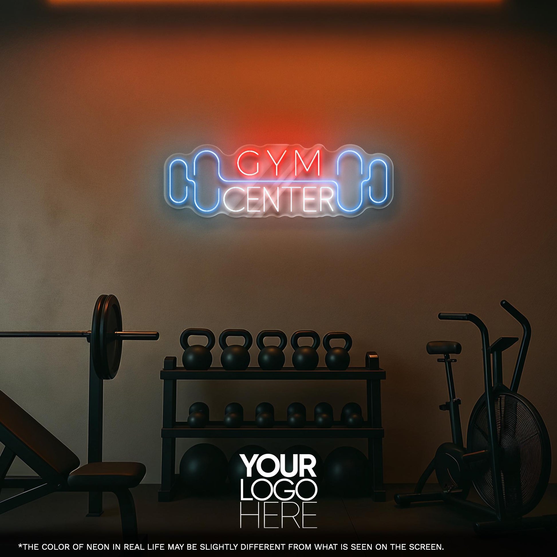 Gym Center LED Neon Sign – Modern Wall Light for Home Gym, Fitness Center or Studio, Perfect Gift for Trainers and Workout Enthusiasts