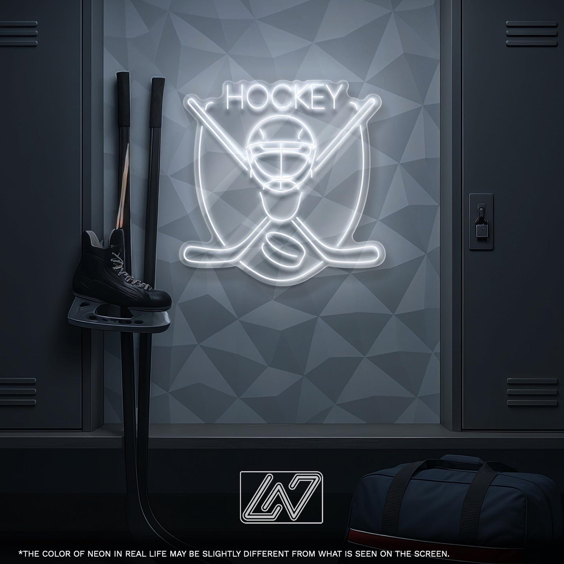 Hockey LED Neon Sign – Wall Light with Player Design for Game Room, Sports Bar or Teen Bedroom, Perfect Gift for Hockey Fans and Athletes