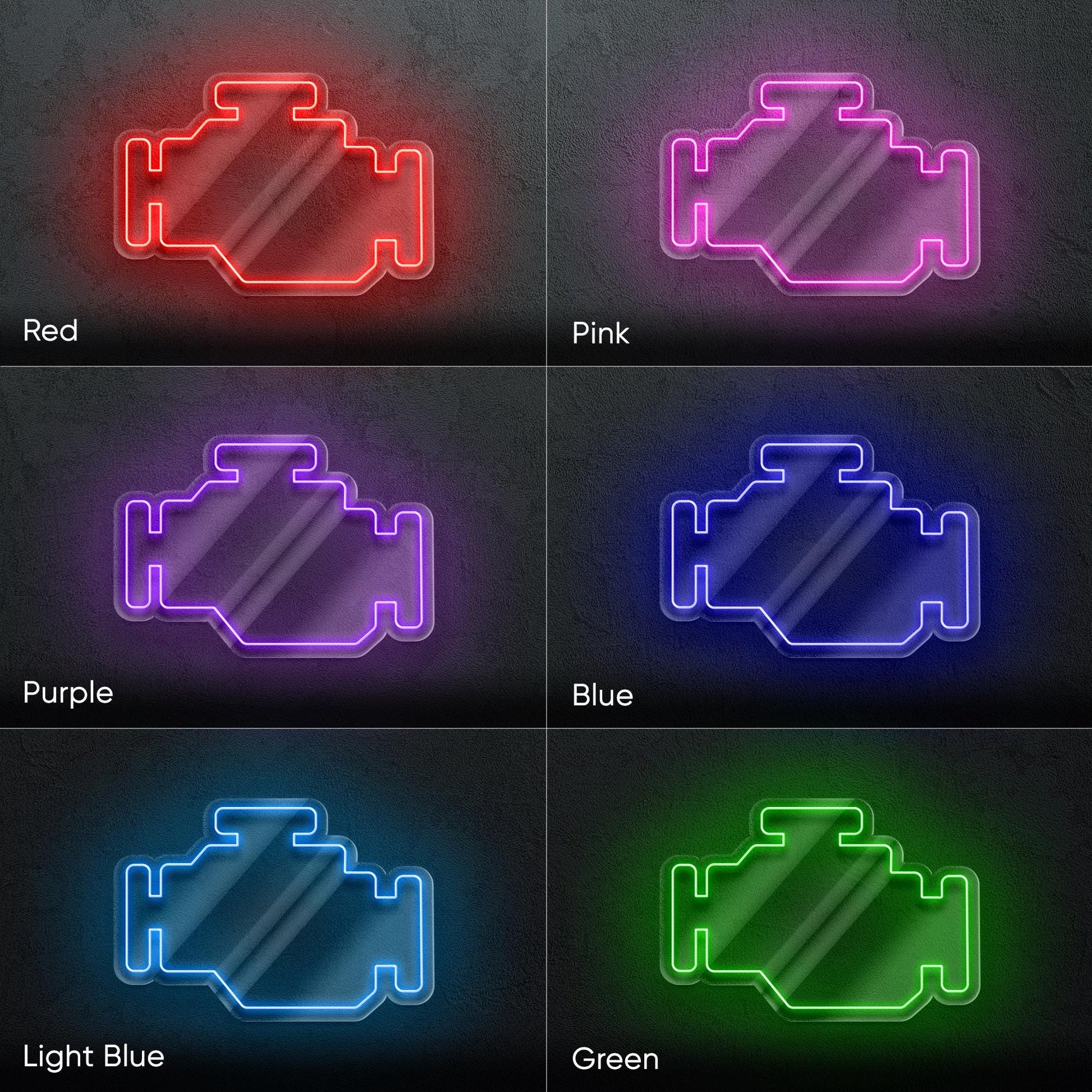 Check Engine Neon Sign for Car Garage, Auto Service Decor or Gift for Mechanic, Unique LED Light for Workshop or Man Cave